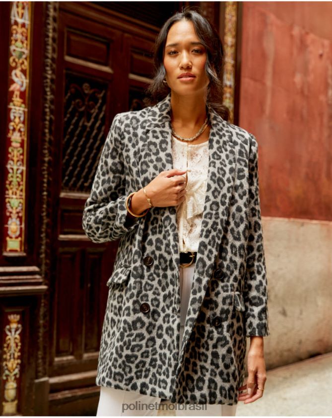 Polin et moi marengo cinza casaco animal estampa galileia roupas 6PL246367