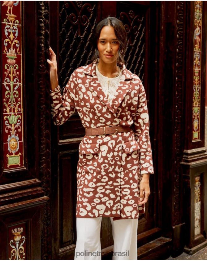 Polin et moi marrom casaco animal estampado nere roupas 6PL246368
