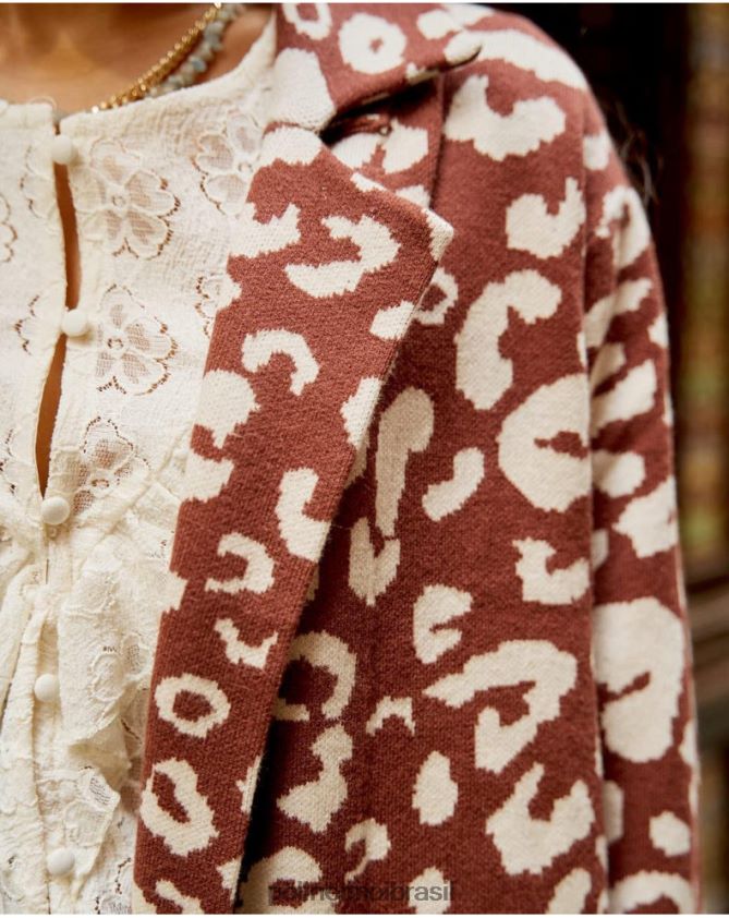 Polin et moi marrom casaco animal estampado nere roupas 6PL246368
