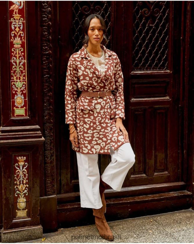 Polin et moi marrom casaco animal estampado nere roupas 6PL246368