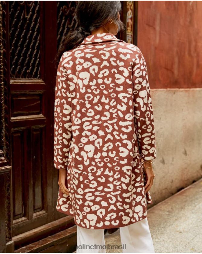 Polin et moi marrom casaco animal estampado nere roupas 6PL246368