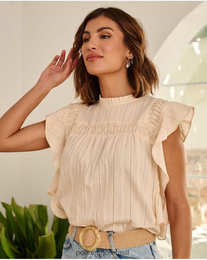 Polin et moi bege blusa babado saroa roupas 6PL246162