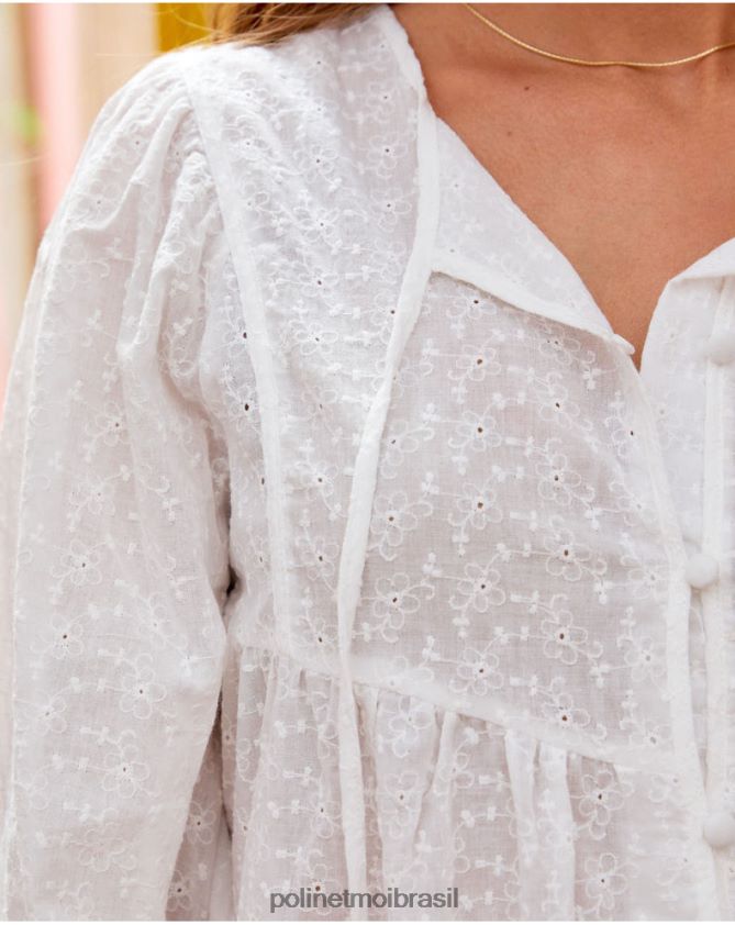 Polin et moi branco blusa bordada gabie roupas 6PL246188