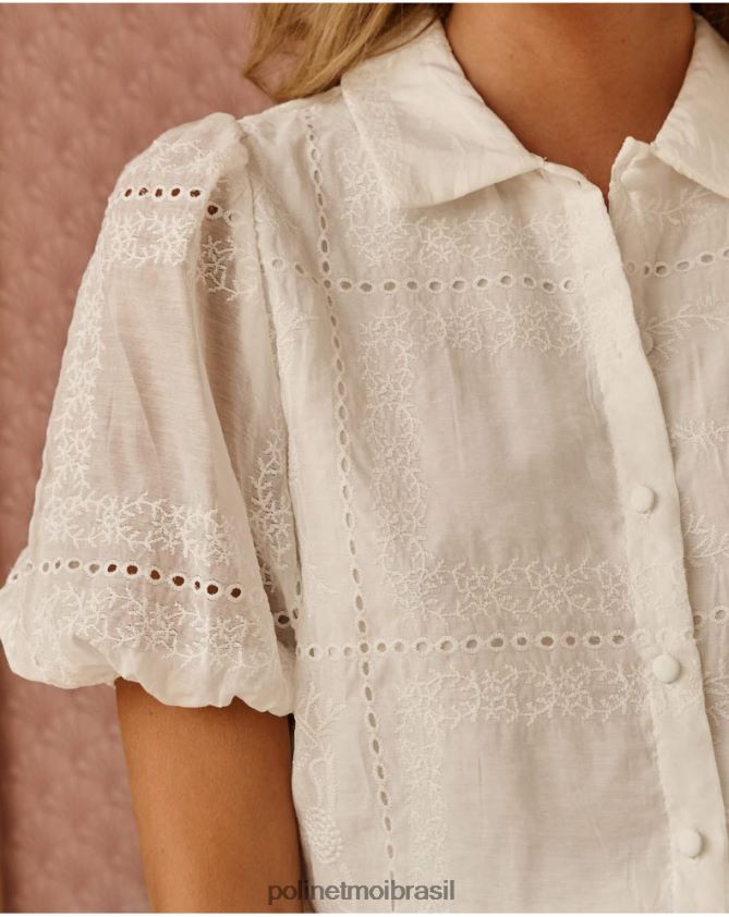 Polin et moi branco blusa bordada talima roupas 6PL246169