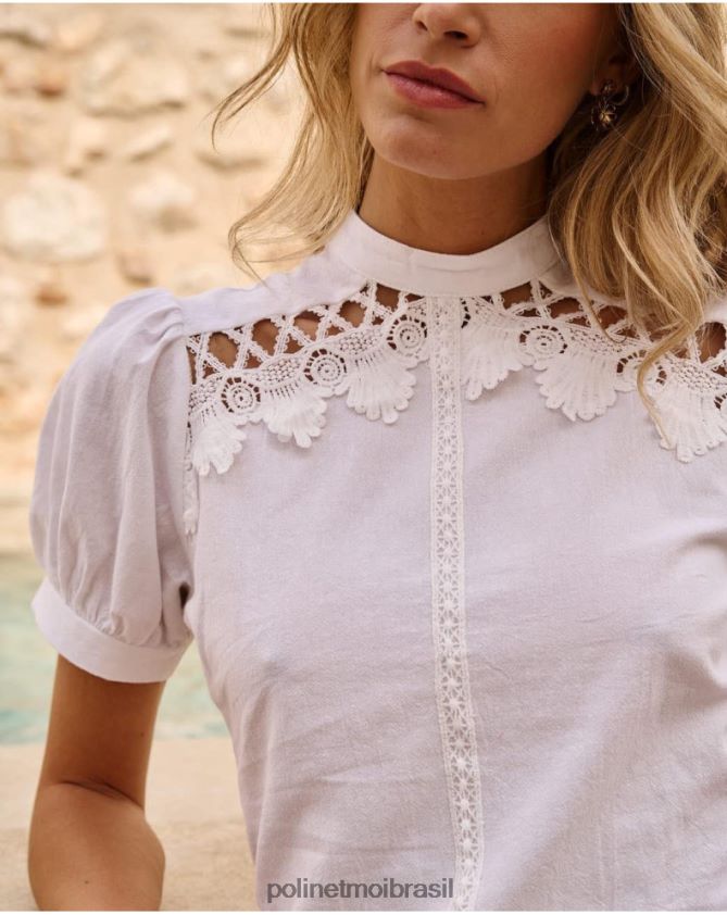 Polin et moi branco blusa de linho roupas 6PL246165