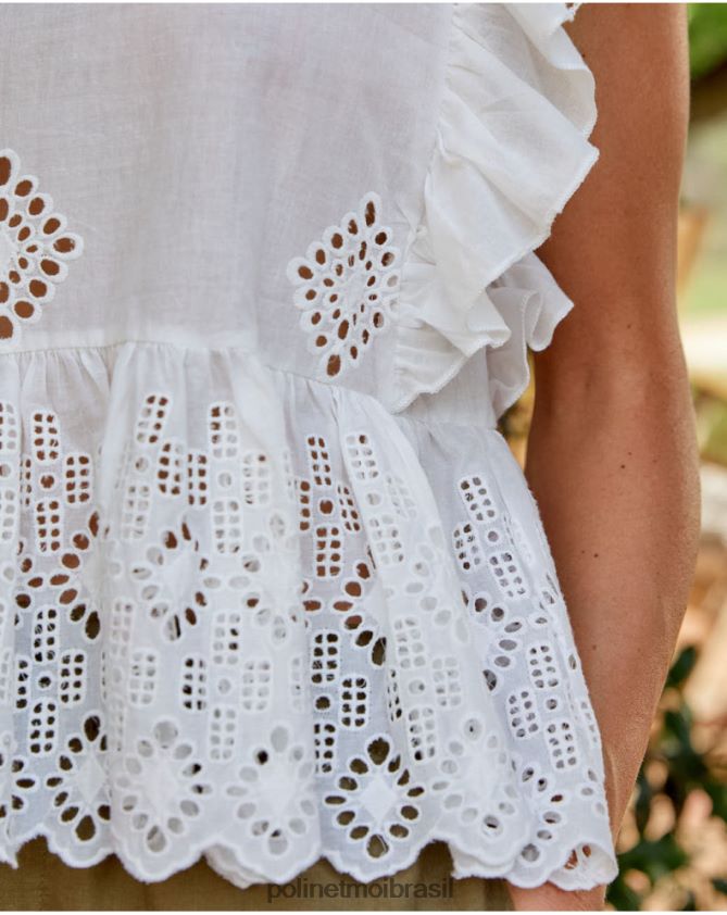 Polin et moi branco blusa jane vazada roupas 6PL246160