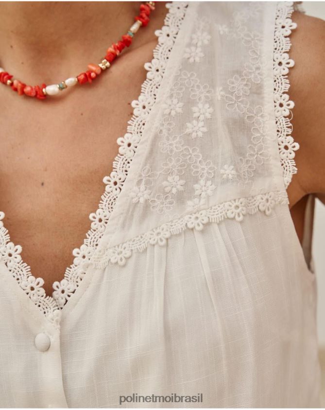 Polin et moi branco blusa josefina de linho roupas 6PL246158
