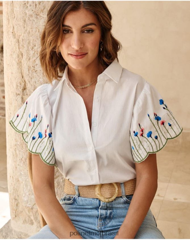 Polin et moi branco camisa babado amira roupas 6PL246181