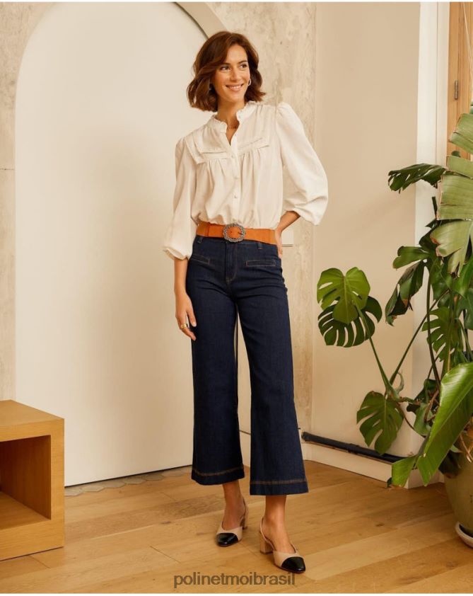 Polin et moi branco camisa babados hestia roupas 6PL246216