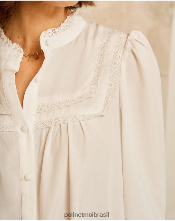 Polin et moi branco camisa babados hestia roupas 6PL246216