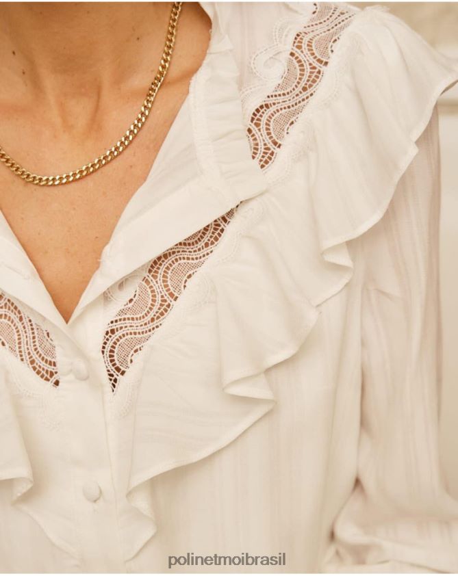 Polin et moi branco camisa babados lis roupas 6PL246223