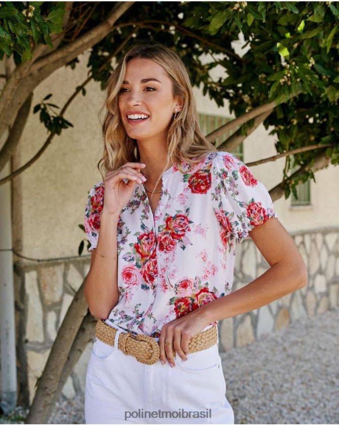 Polin et moi branco camisa faustina rosas roupas 6PL246192