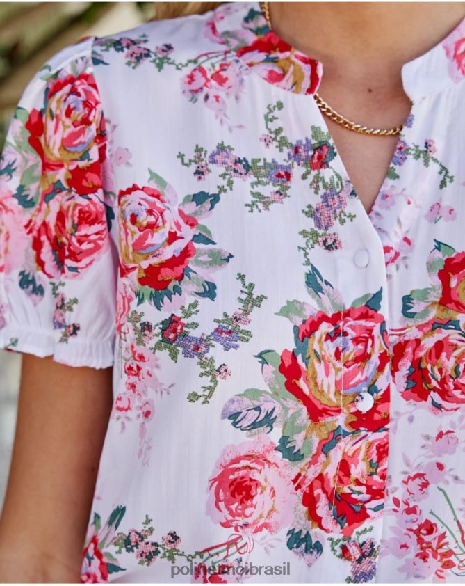 Polin et moi branco camisa faustina rosas roupas 6PL246192