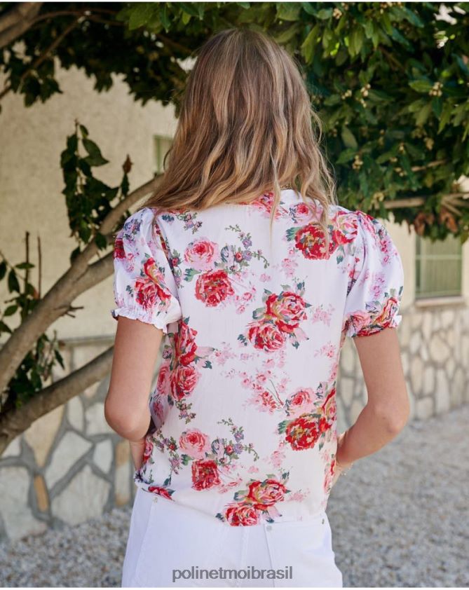Polin et moi branco camisa faustina rosas roupas 6PL246192
