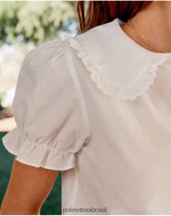 Polin et moi branco camisa gola baby mia roupas 6PL246235