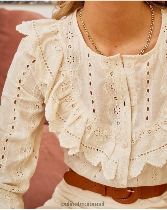 Polin et moi cru camisa bordada lia roupas 6PL246208