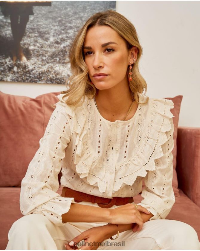 Polin et moi cru camisa bordada lia roupas 6PL246208