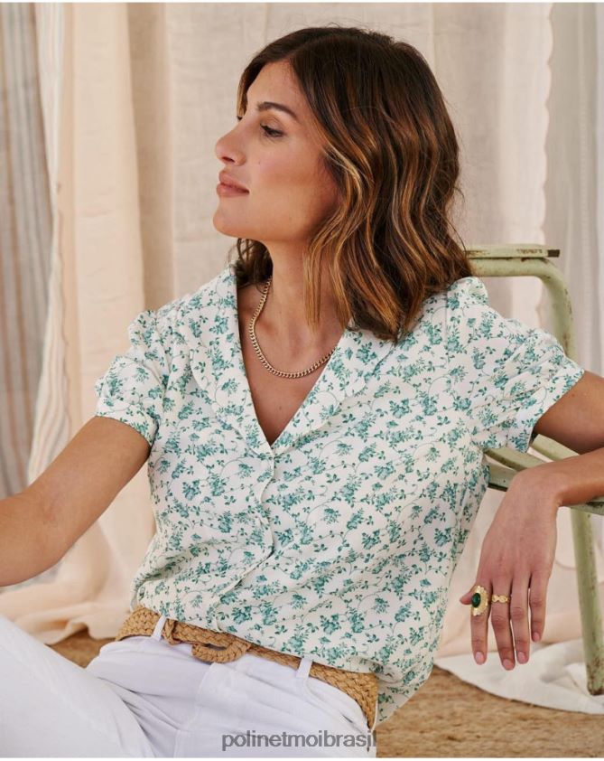 Polin et moi floresta verde flores de camisa podem roupas 6PL246186