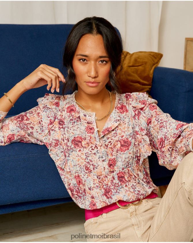 Polin et moi framboesa blusa flores isabela roupas 6PL246233