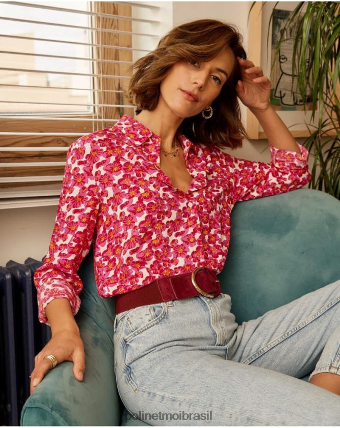 Polin et moi framboesa camisa com brilho aixa roupas 6PL246210