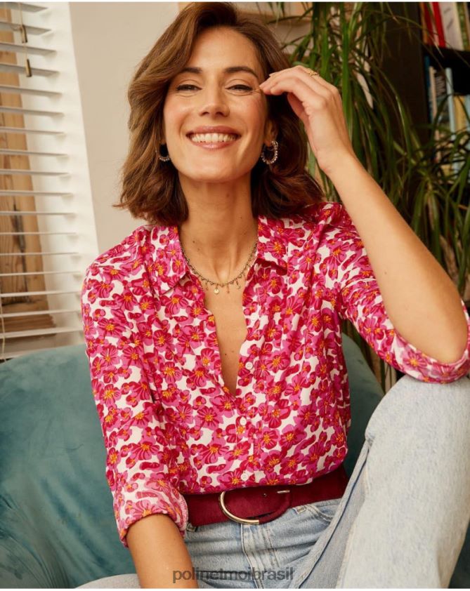 Polin et moi framboesa camisa com brilho aixa roupas 6PL246210