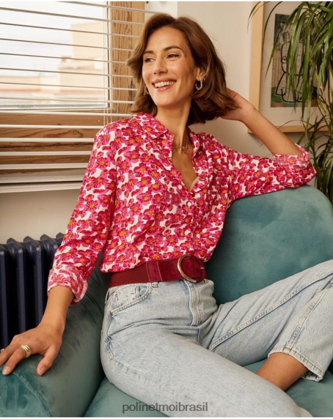 Polin et moi framboesa camisa com brilho aixa roupas 6PL246210