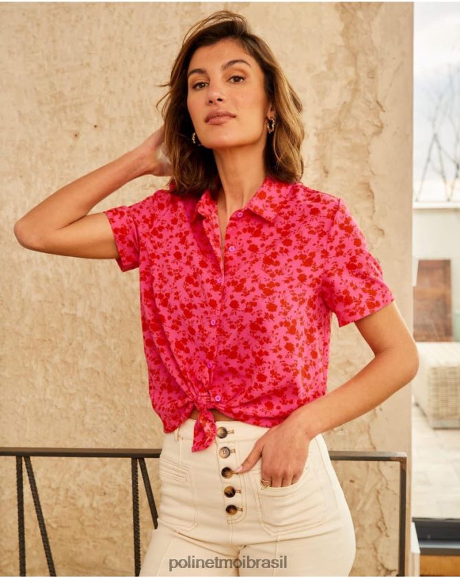 Polin et moi framboesa camisa flores cressida roupas 6PL246209