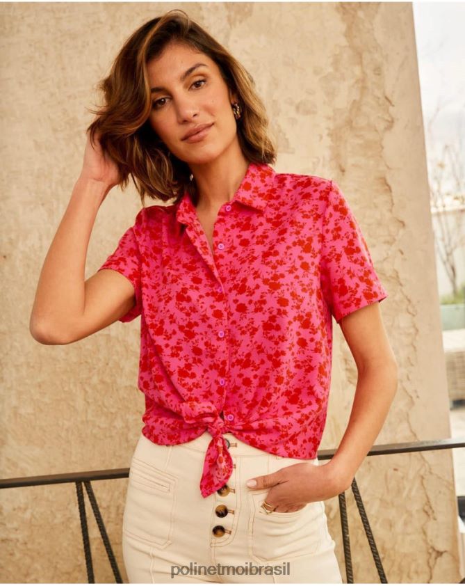 Polin et moi framboesa camisa flores cressida roupas 6PL246209