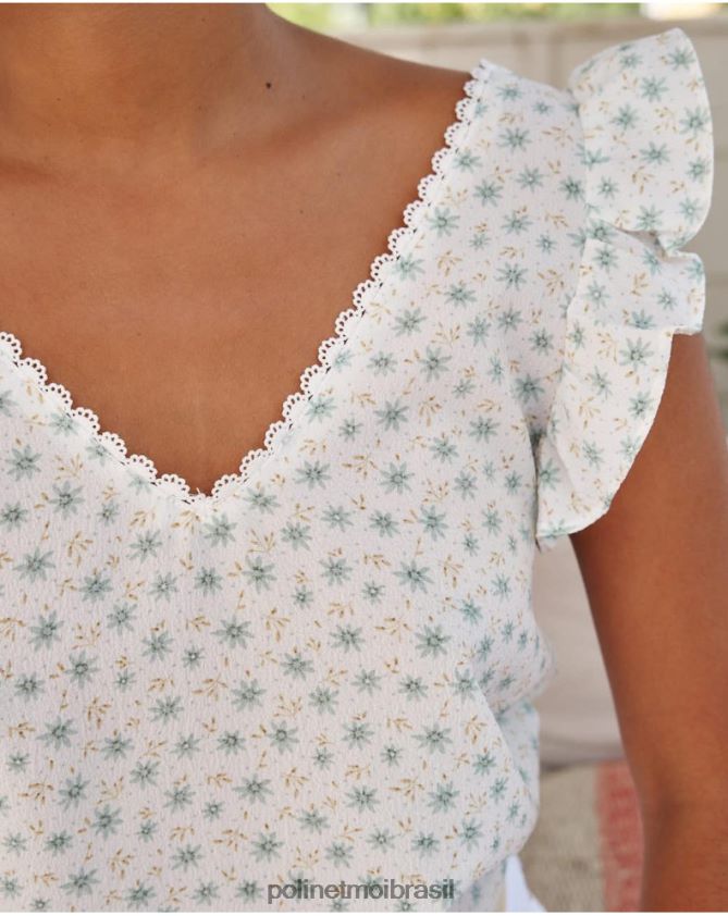 Polin et moi água verde blusa de algodão covadonga roupas 6PL246155