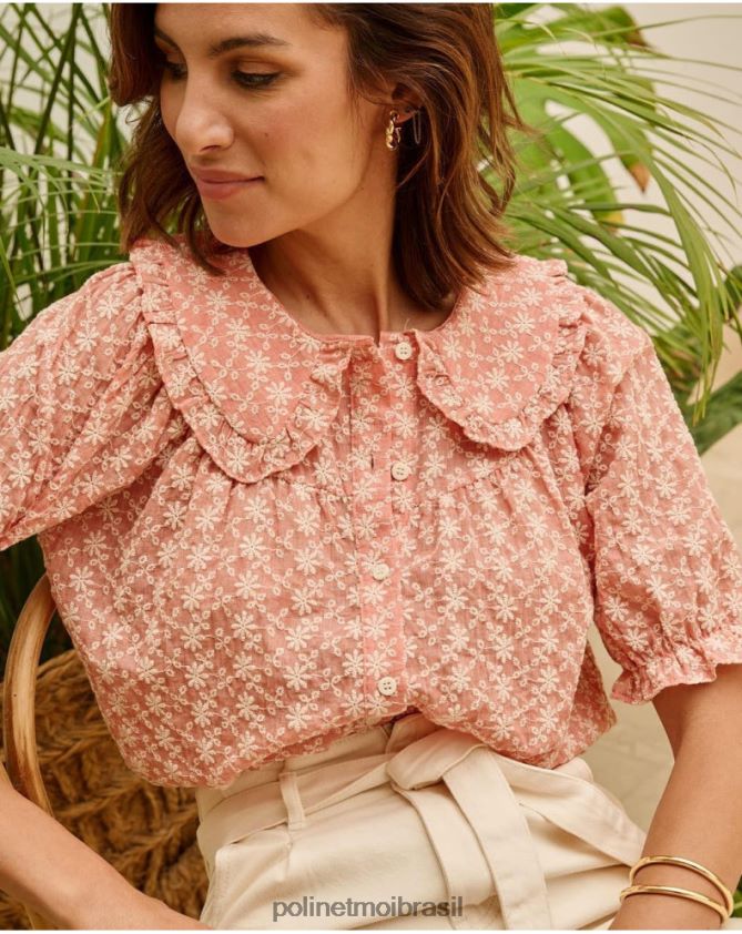Polin et moi inventar blusa bordada chá roupas 6PL246164