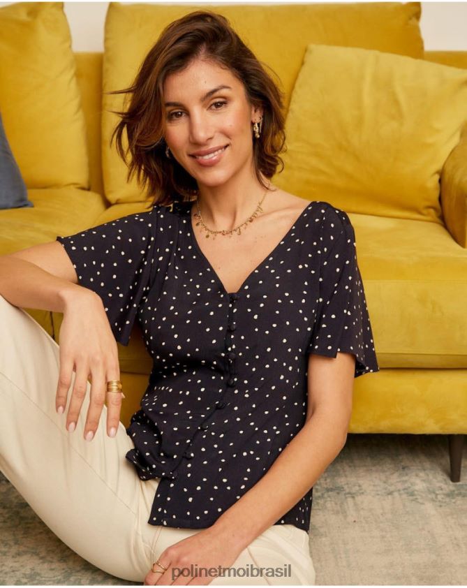 Polin et moi marinho camisa mabela de bolinhas roupas 6PL246212