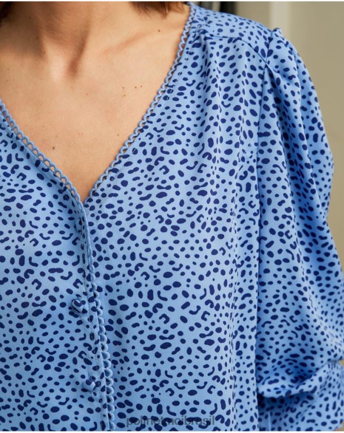 Polin et moi pequeno azul camisa motas meli roupas 6PL246219