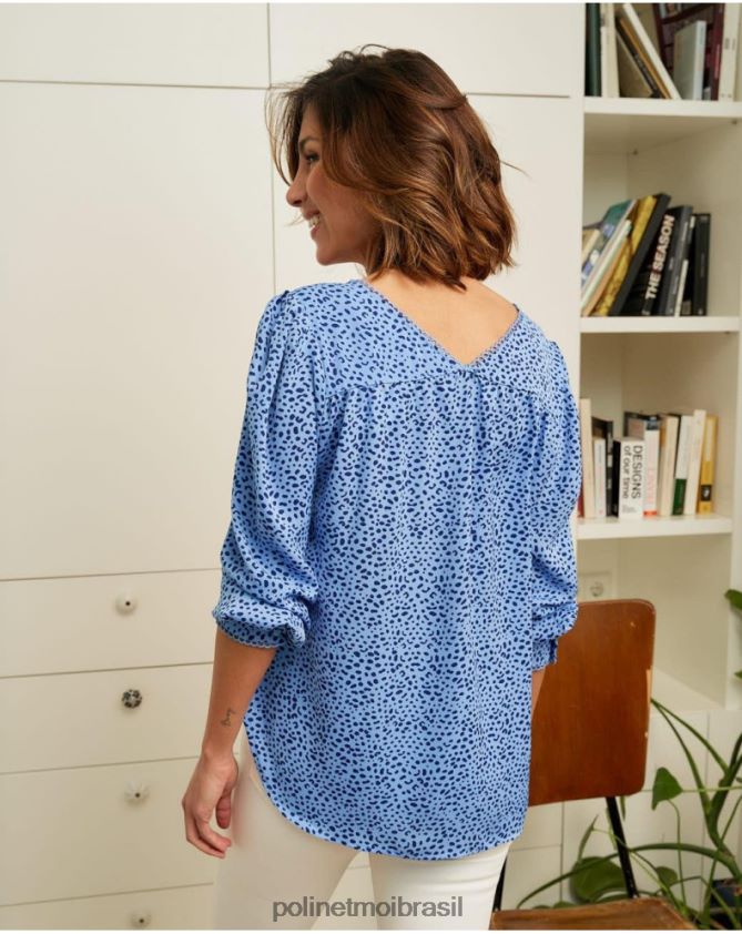 Polin et moi pequeno azul camisa motas meli roupas 6PL246219