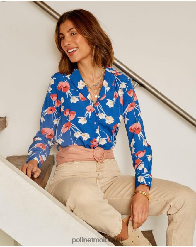 Polin et moi pequeno azul camisa tulipa talia roupas 6PL246224