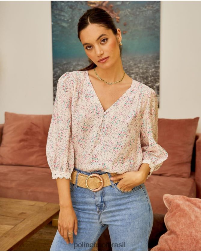 Polin et moi rosa blusa floral giovanna roupas 6PL246207