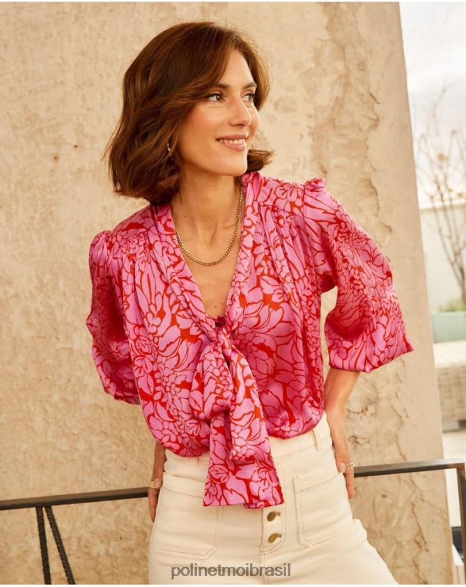 Polin et moi rosa blusa laço idara roupas 6PL246211