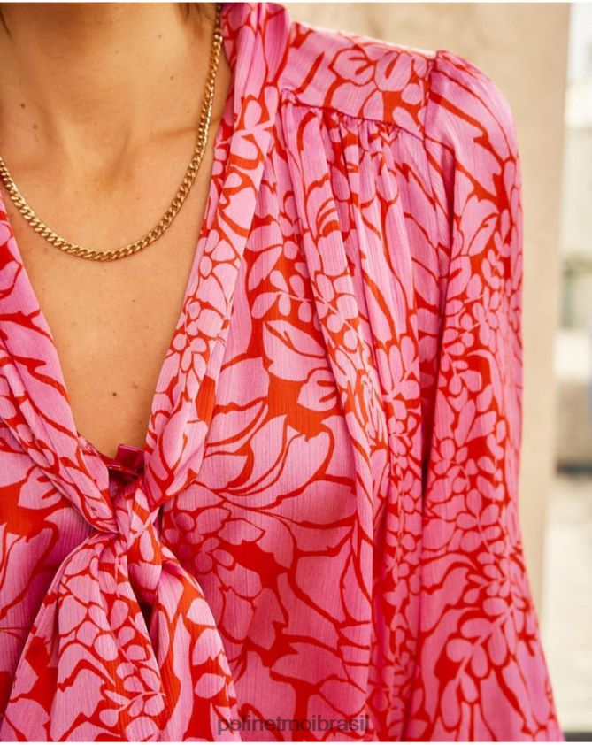 Polin et moi rosa blusa laço idara roupas 6PL246211