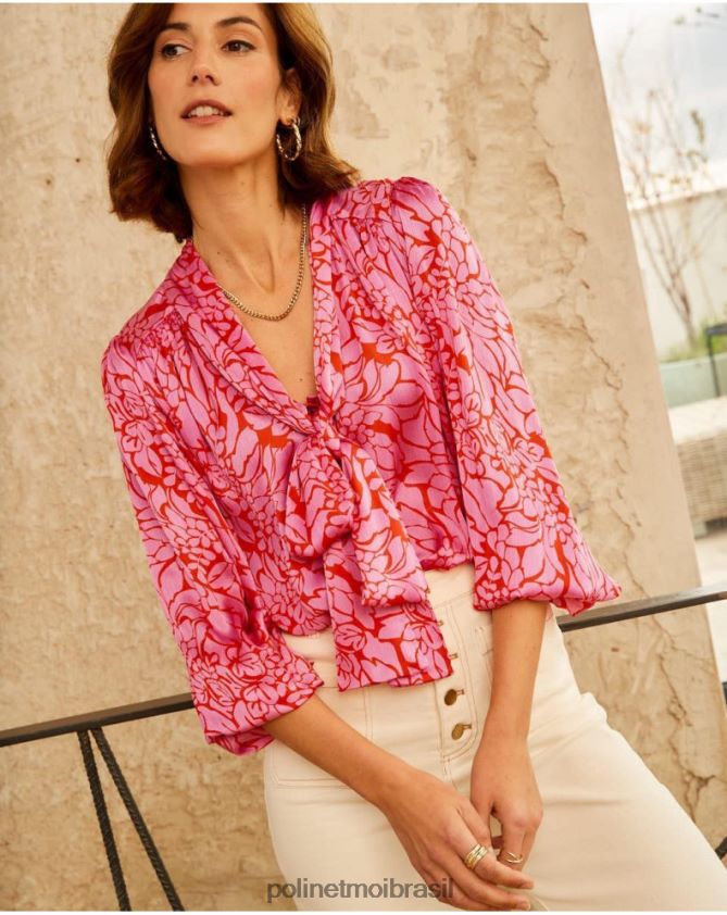 Polin et moi rosa blusa laço idara roupas 6PL246211