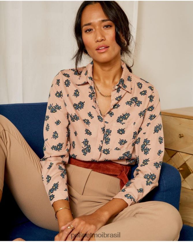 Polin et moi rosa camisa flor margarita roupas 6PL246225