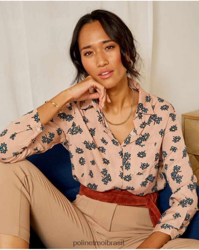 Polin et moi rosa camisa flor margarita roupas 6PL246225