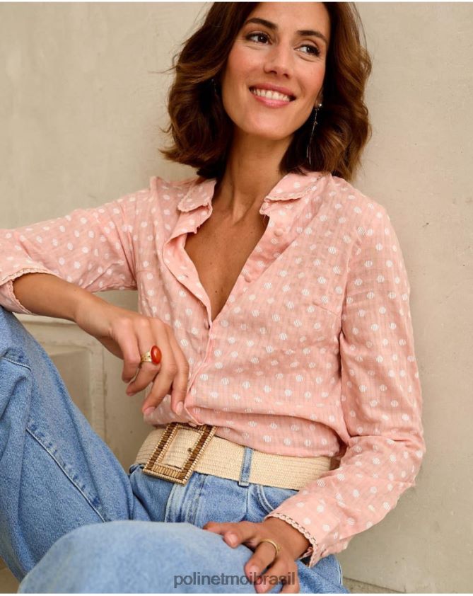Polin et moi rosa camisa hari de bolinhas roupas 6PL246203