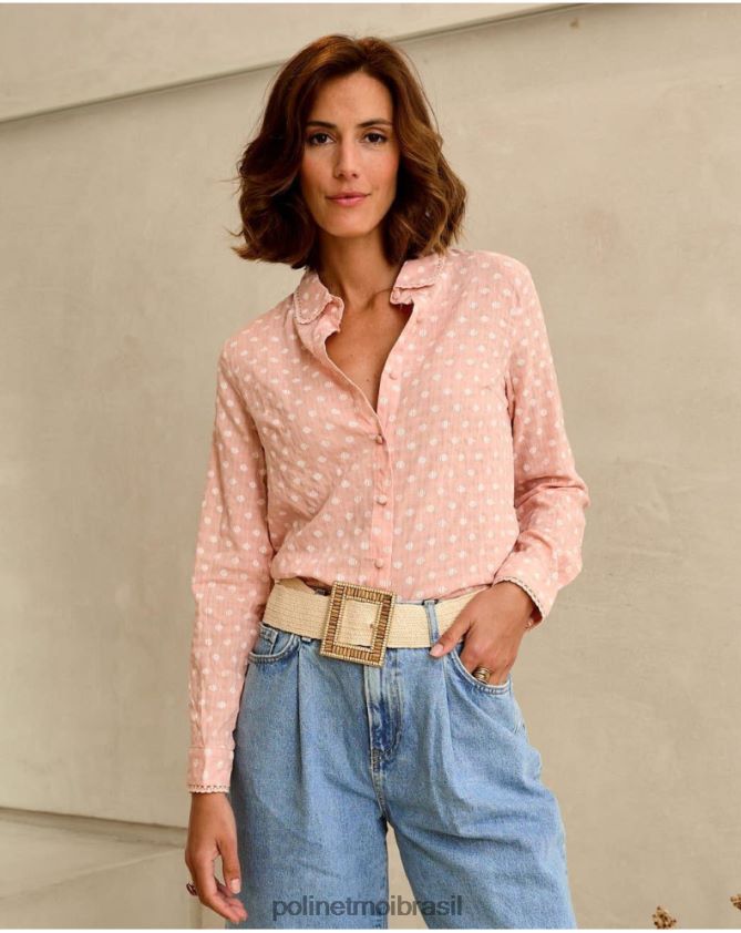 Polin et moi rosa camisa hari de bolinhas roupas 6PL246203