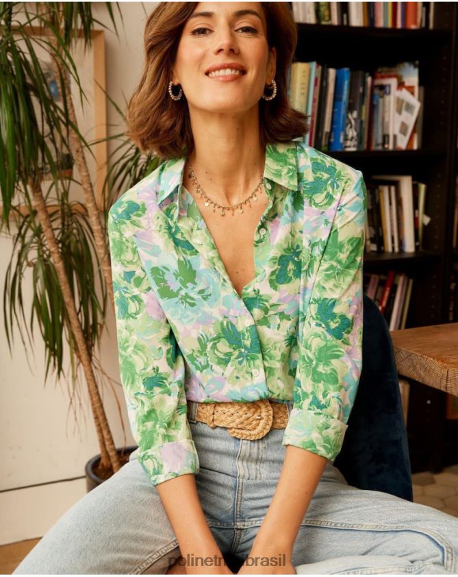 Polin et moi verde maçã/ menta camisa estampada bruna roupas 6PL246159
