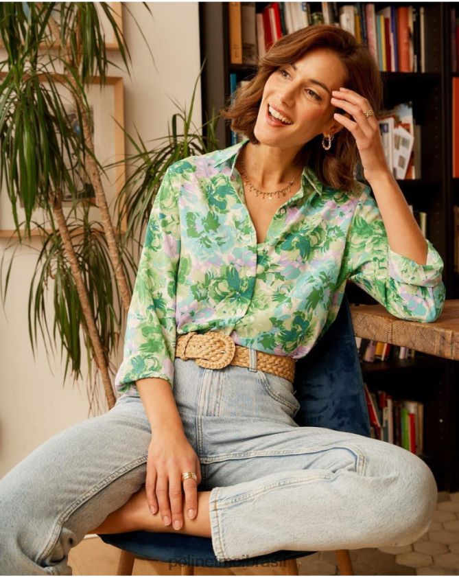 Polin et moi verde maçã/ menta camisa estampada bruna roupas 6PL246159