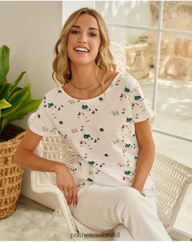 Polin et moi branco botões de camiseta roupas 6PL246267