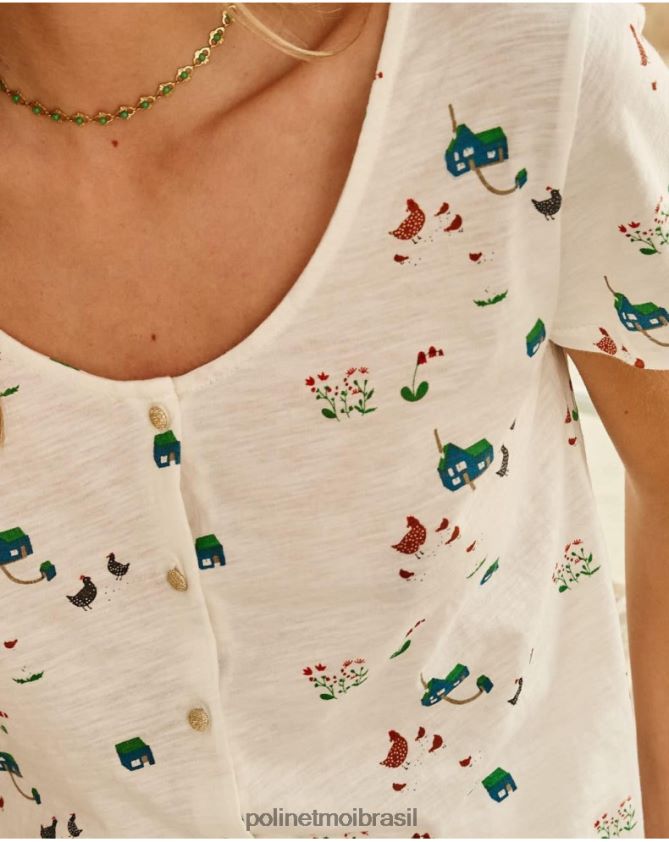 Polin et moi branco botões de camiseta roupas 6PL246267