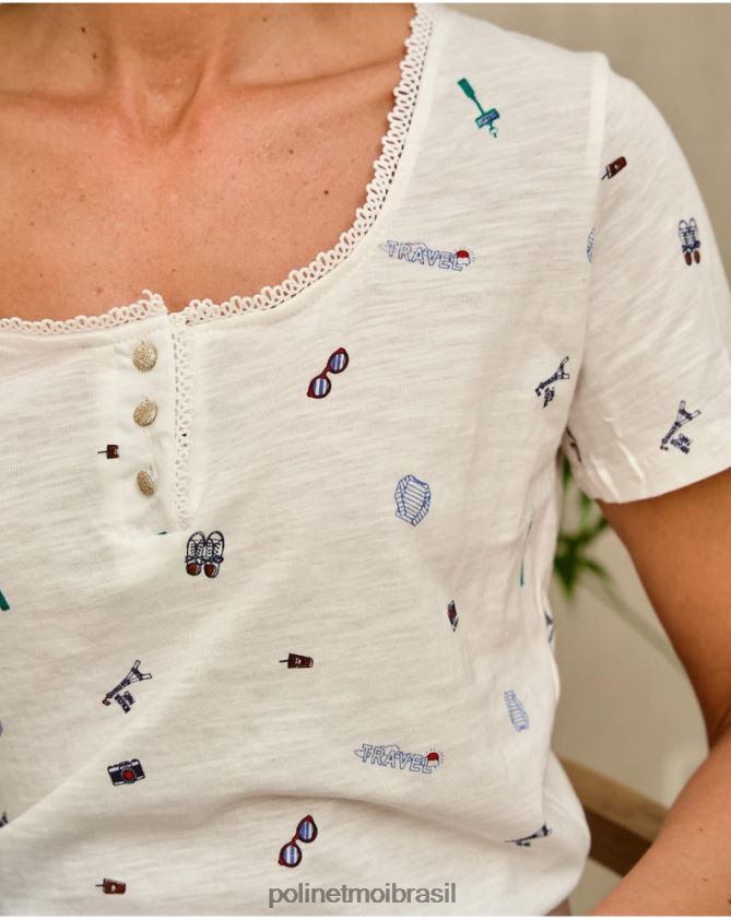 Polin et moi branco camiseta de viagem yarina roupas 6PL246262