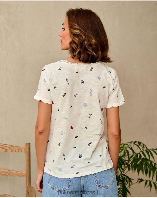 Polin et moi branco camiseta de viagem yarina roupas 6PL246262