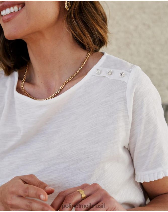 Polin et moi branco camiseta nó cher roupas 6PL246263