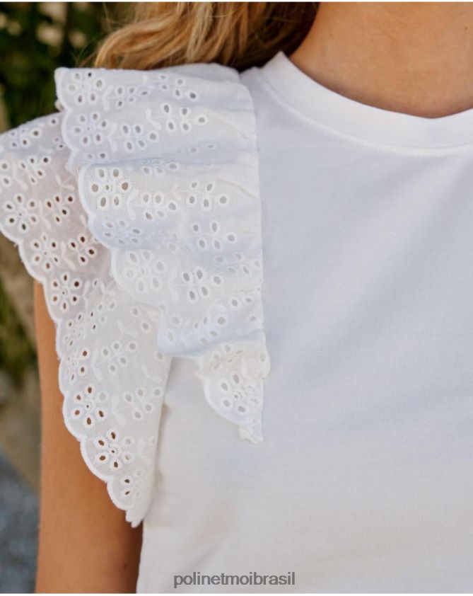 Polin et moi branco top aimara com babados roupas 6PL246266